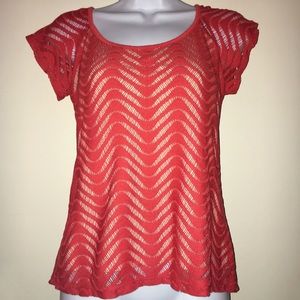 New Directions Wavy Short Sleeve Top Petite Small